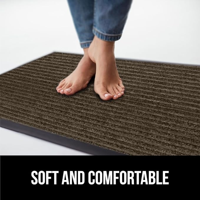 GORILLA GRIP Traffic Guard Door Mat, Heavy Duty Welcome Mats, Commercial Office Space Doormat, Waterproof, Fade Resistant, Strong Rubber Backing, Low Profile, Shoe and Boot Scraper, 29x17, Brown