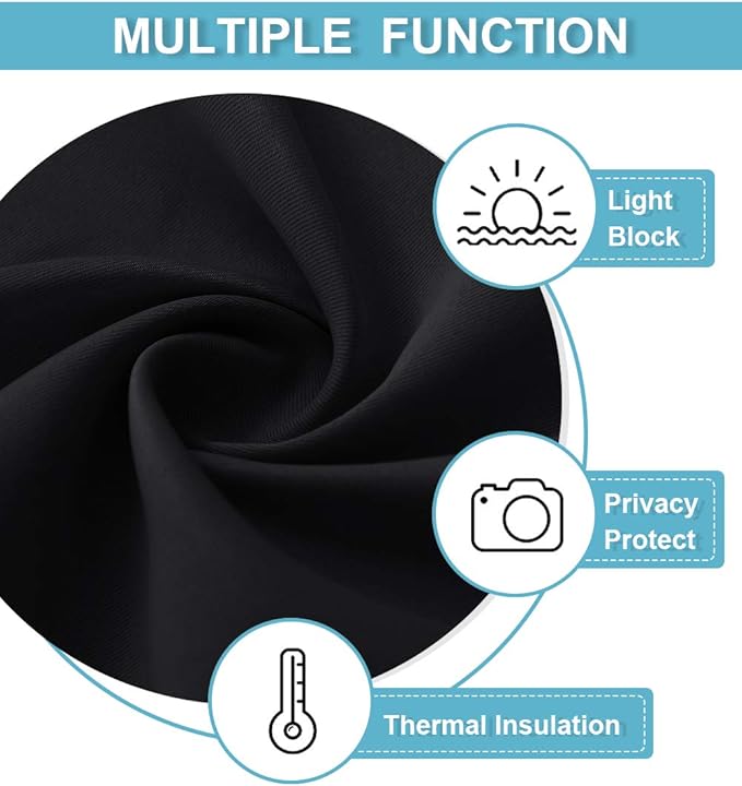 RYB HOME Blackout Curtains 84 inches Long 2 Panels Set for Living Room, Thermal Insulating Privacy Curtains & Drapes for Doorway Temporary Door Alternative Accordion Door, W 42 x L 84, Black