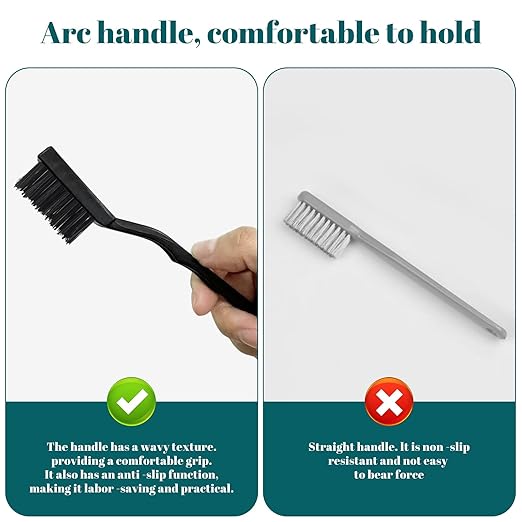 24 Pcs Mini Nylon Brush Set, Nylon Scratch Brush with Curved Handle, Cleaning Weld Slag and Rust