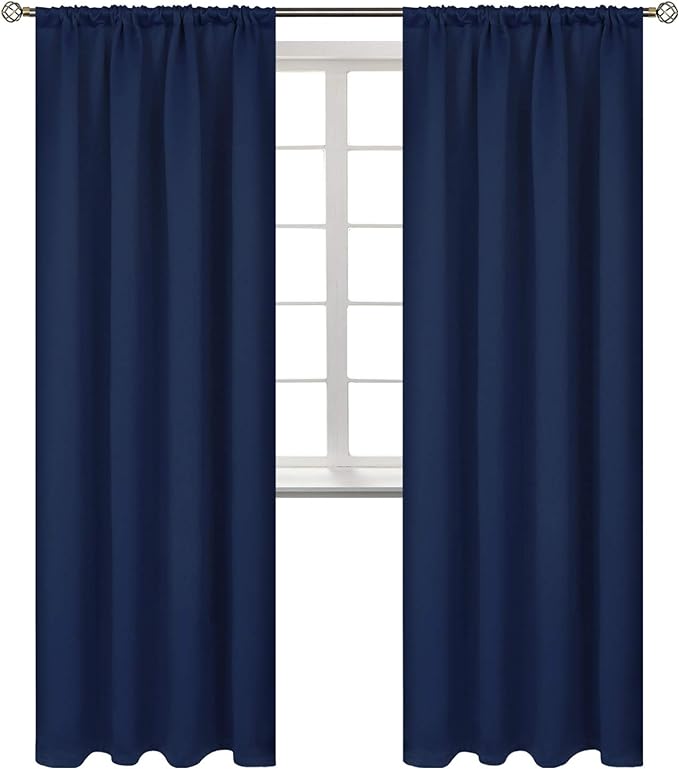 BGment Rod Pocket Blackout Curtains for Bedroom 84 Inches Length - Thermal Insulated Room Darkening Curtain for Living Room, 42 x 84 Inch, 2 Panels, Navy Blue
