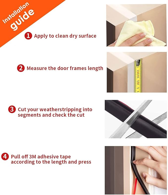 White Rubber Weather Stripping Door Seal Strip, D Shape Door Rubber Weather Seal Strip, SelfAdhesive Door Weatherstripping Soundproofing Door Sealing Strip for Windows (50 feet, White)