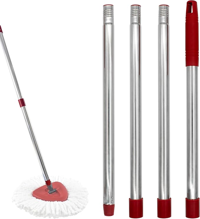 Mop Handle for Ocedar, Spin Mop Handle for O Cedar, 4-Section Mopping Handles Replacement for Ocedar, 30" to 58" Adjustable Stick for O-Cedar, Extra Long Pole Handles for O Cedar