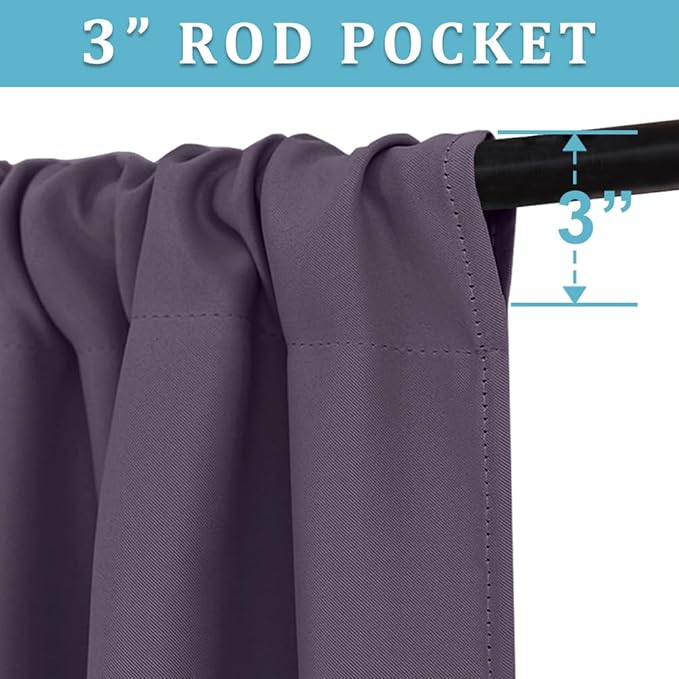 RYB HOME Bathroom Window Curtains - Blackout Curtains Small Window Short Drapes for Kitchen Bedroom Living Room Kids Nursery Room RV, W 42 x L 36 inch per Panel, Greyish Purple, 2 Pcs