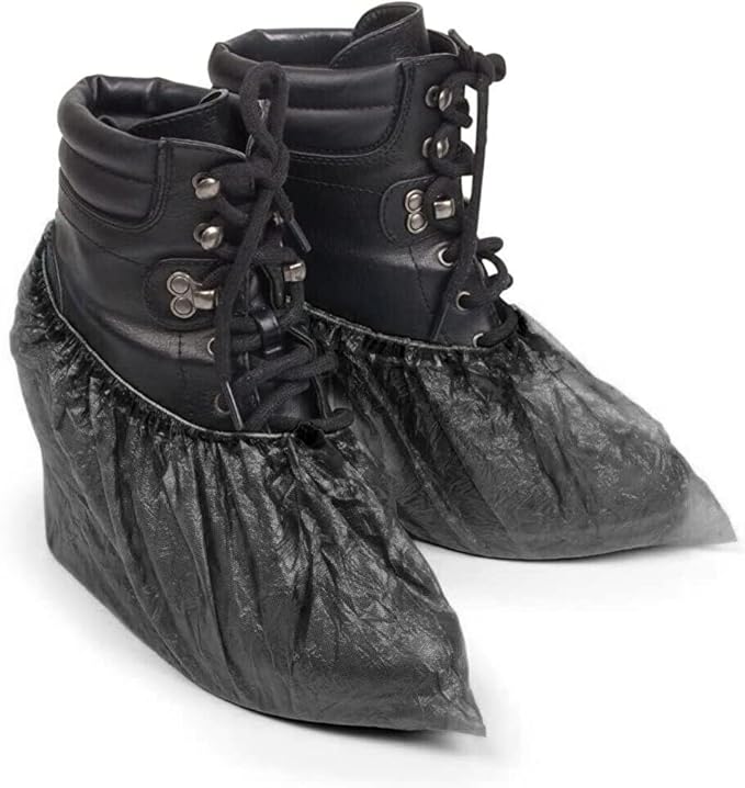 Black shoe covers Disposable 1000 PCS (500 Pair) Premium Waterproof and Recyclable Boot Booties Covers Covers for Indoors, Non, Fits Up To 11 US Men and 13 US Women Size, Slip on, Horlon