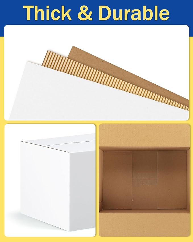 Assorted-Sizes-Shipping-Boxes-40-Pack: 9x6x4 & 10x7x5 Small-Shipping-Boxes-Mailers, White Corrugated-Cardboard-Boxes-for-Packing-Small-Business Mailing