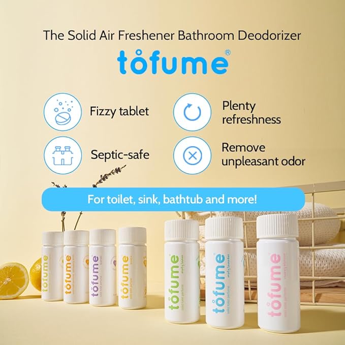 Effervescent Bathroom Air Freshener - Lemon Eucalyptus - Toilet Deodorizer, Bathroom Odor Eliminator, Toilet Freshener, Flushable Air Freshener Toilet Tablets, 3 Pack (90 Tablets)