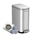 2.6 Gallon Slim Bathroom Trash Can with Soft Close Lid, 10L Stainless Steel Garbage Can with Removable Liner Bucket, for Narrow Spaces,Bathroom, Bedroom (Silver)