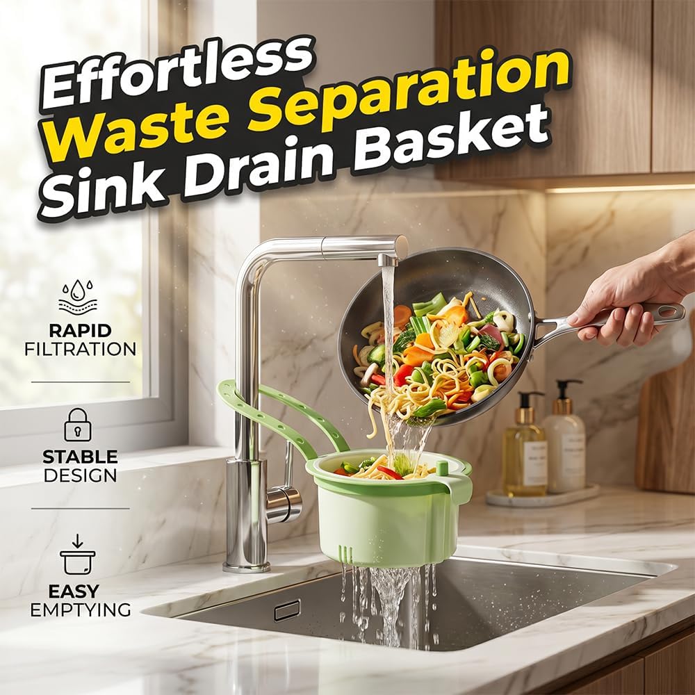 2026 New Cactus Kitchen Sink Strainer Basket, Sink Drain Strainer Self-Cleaning Faucet Hanging Filter Basket, Multifunctional Kitchen Sink Strainer Press Automatic Dumping Basket (Brown+Green)