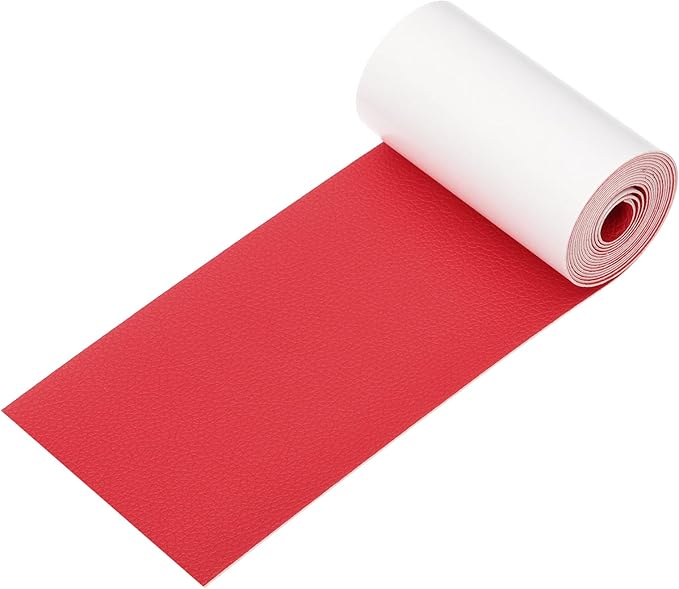PATIKIL Leather Patches Tape for Furniture, 3.2 x 61 Inch Self Adhesive Vinyl Leather Repair Kit Cover Sheet for Couch, Sofa, Car Seats, Office Chair, Chinese Red