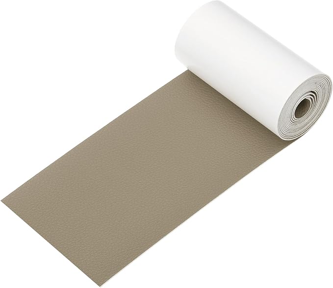 PATIKIL Leather Patches Tape for Furniture, 3.2 x 61 Inch Self Adhesive Vinyl Leather Repair Kit Cover Sheet for Couch, Sofa, Car Seats, Office Chair, Gray Khaki