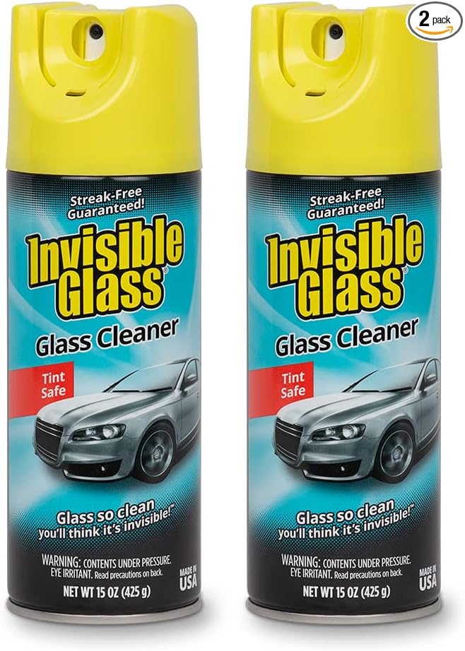 Invisible Glass 91163-2PK Premium Aerosol Glass and Window Cleaner for Auto and Home, Streak-Free, Ammonia-Free, Tint-Safe, 15 oz (Pack of 2)