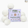 FEBU Wool Dryer Balls, 6-Pack, XL | 100% New Zealand Wool | Natural, Reusable Fabric Softener | Alternative to Dryer Sheets | Reduces Wrinkles, Shortens Drying Time, Zero Waste