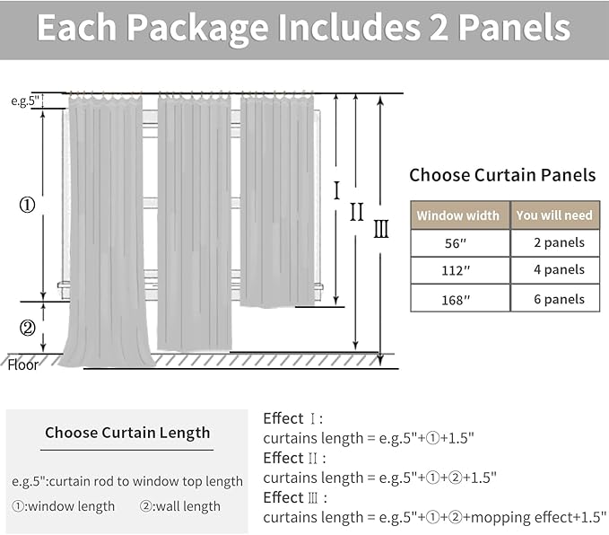 YoungsTex Pinch Pleated Linen Curtains 102 Inch Length 2 Panels Light Filtering Textured Window Drapes for Living Room Bedroom Sliding Door Back Tab, 40 X 102 Inch