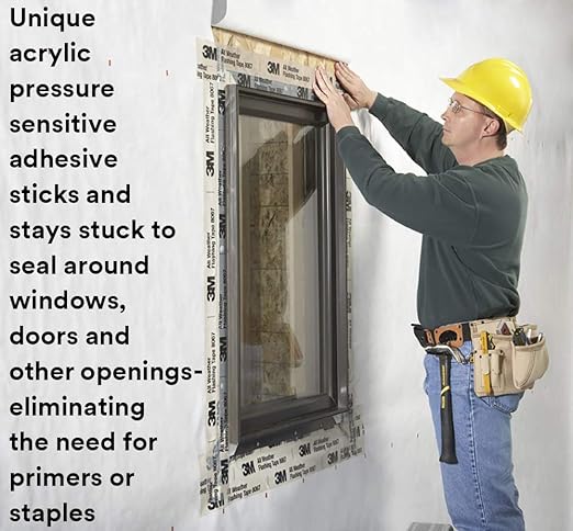 3M All Weather Flashing Tape 8067-3" x 75ft, Waterproof Seals for Doors, Windows in Wood Frame Construction (Pack of 12)