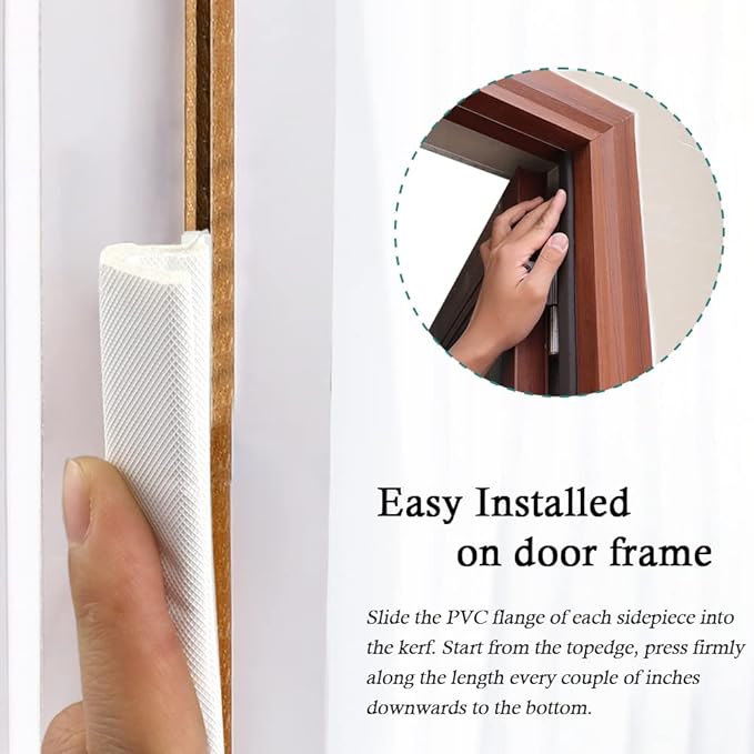 Kerf Weather Stripping Door Seal Strip 26 Ft Q Foam Door Weatherstrip Seal with Slot Card Slot Installation, Easy Cut to Size (White)