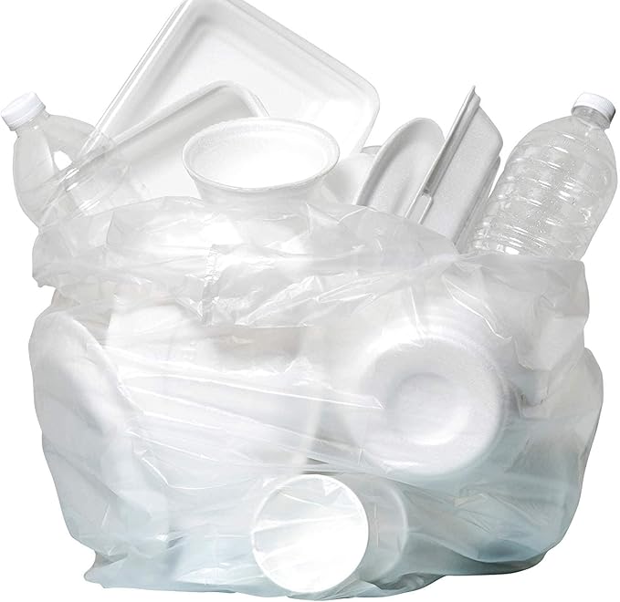 Aluf Plastics High Density Trash Bags, 26 Gallon, 1000 Count, 16 Micron (eq), 29" x 44", Clear, for Bathroom, Office, Industrial, Commercial, Janitorial, Municipal, Recycling
