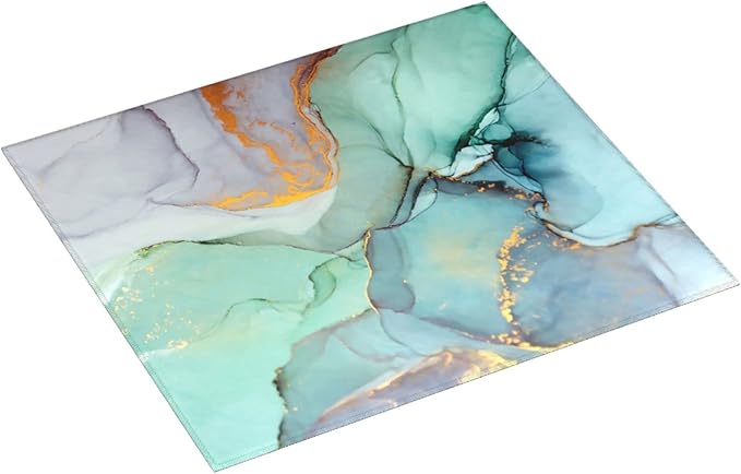 Teal Marble Golden Swirls Pattern Microfiber Dish Drying Mat For Kitchen Countertop Absorbent Reversible Drainer Rack Pad 18 X 16 Inch