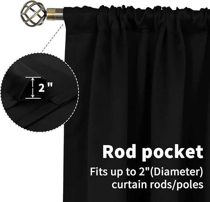 BGment Black Out Thermal Curtains 63 Inch Length for Bedroom 2 Panels - Room Darkening Window Drapes with Rod Pocket Insulated Blinds Privacy for Living Room, 42 x 63 Inch