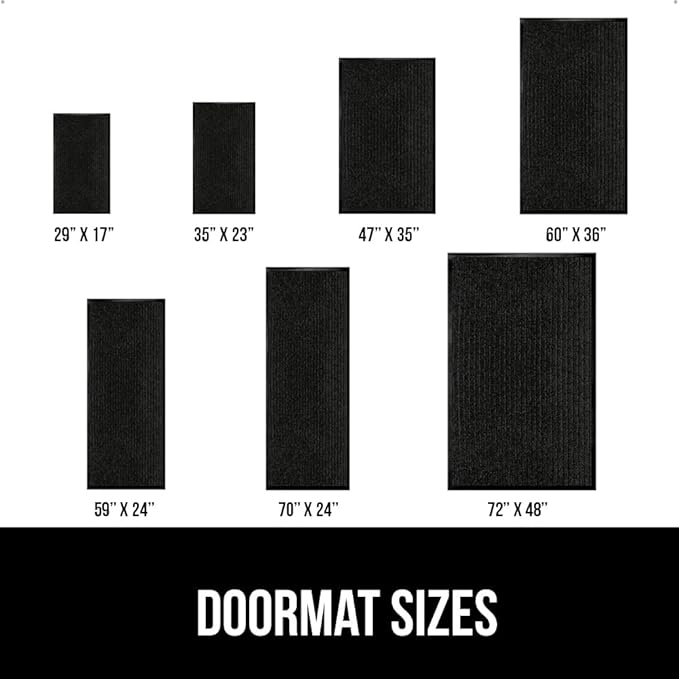 GORILLA GRIP Traffic Guard Door Mat, 47x35, Heavy Duty Welcome Mats, Commercial Office Space Doormat, Waterproof, Fade Resistant, Strong Rubber Backing, Low Profile, Shoe and Boot Scraper, Jet Black