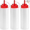 Norcalway 12 oz Condiment Squeeze Bottles for Sauces - Leak Proof Oil, Syrup, Dressing Squirt Bottles - 3 Pack