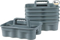 6 Pack Plastic 2 Compartments Cleaning Supplies Caddy, Commercial Carry Caddy Organizer with Handle, Gray