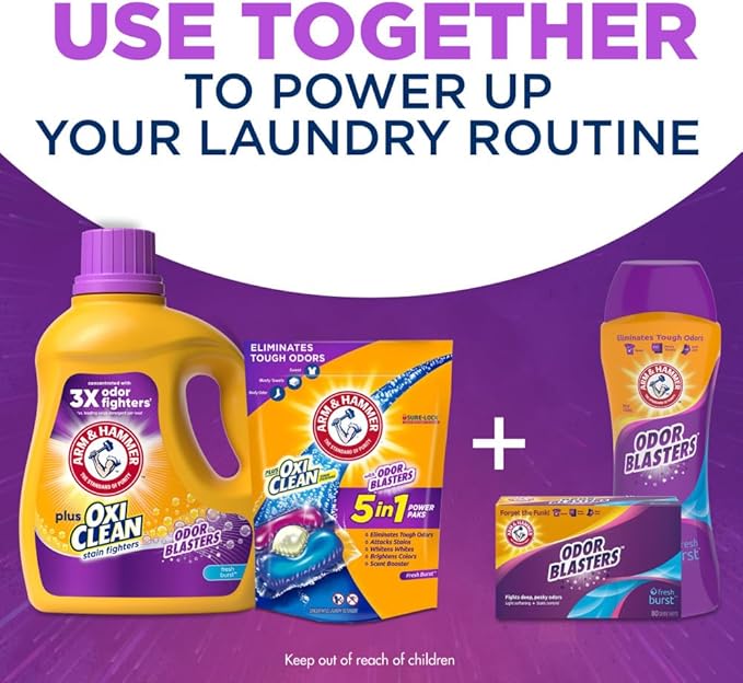 ARM & HAMMER Plus OxiClean Odor Blasters Fresh Burst, 77 Loads Liquid Laundry Detergent, 100.5 Fl oz