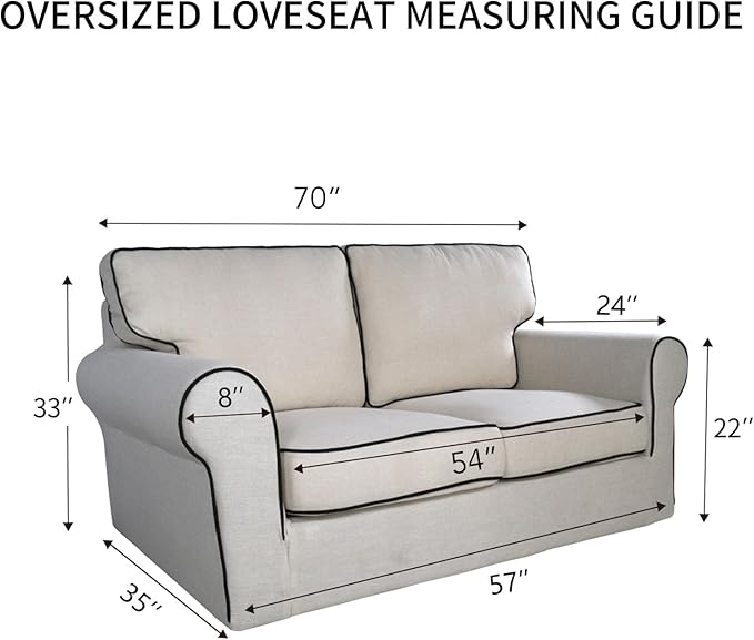 PureFit Reversible Quilted Sofa Cover, Water Resistant Slipcover Furniture Protector, Washable Couch Cover with Non Slip and Elastic Straps for Kids, Dogs, Pets (Oversized Loveseat, Dark Gray/Beige)