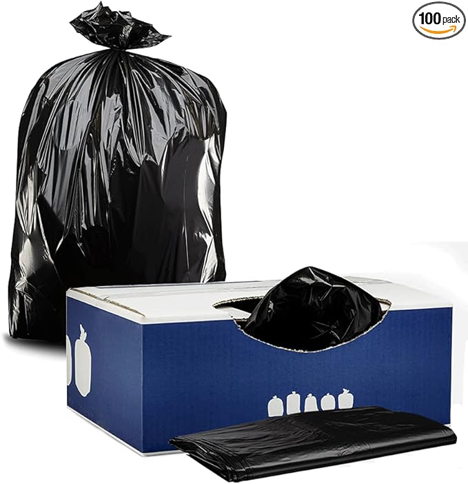 Plasticplace 20-30 Gallon Trash Bags │ 2.0 Mil │ Black Heavy Duty Garbage Can Liners │ 30" x 36" (100 Count)