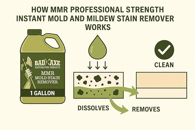 Bad Axe MMR Instant Mold Stain and Mildew Stain Remover - Professional Strength, Contractor Grade Cleaning Solution, Professional Quality Formula, Odor Removal, 1 Gallon (1)