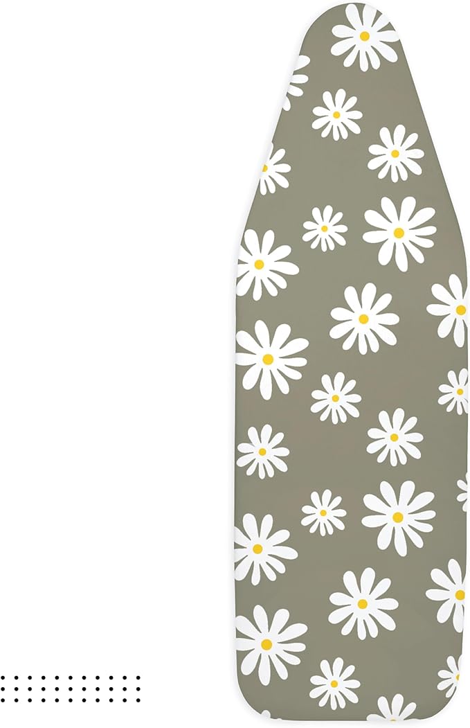 Encasa XO Ironing Board Cover and Pad 54"x15" - Thick 3mm Felt Padding, Drawstring Tightening & Lock, Easy Fit, Scorch & Stain Resistant, Fits Standard Large Ironing Board - Daisy Grey