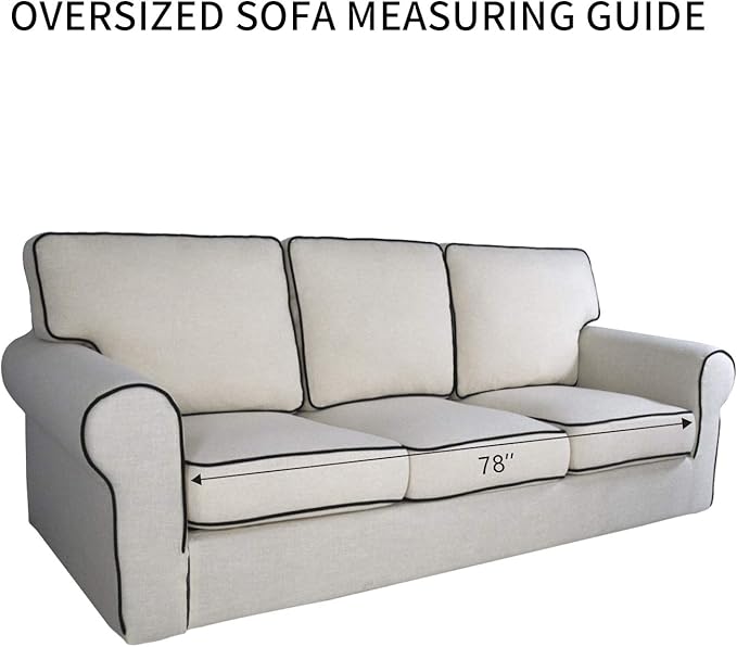 PureFit Reversible Quilted Sofa Cover, Water Resistant Slipcover Furniture Protector, Washable Couch Cover with Non Slip and Elastic Straps for Kids, Pets (Oversized Sofa, Black/Black)