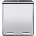 AthLike 60L(16 Gal) Dual Trash Can, Stainless Steel Kitchen Garbage Can, Double Compartment Classified Rubbish Bin, Recycle Dustbin w/Plastic Inner Buckets, Soft-Close Lid, Airtight, Silver