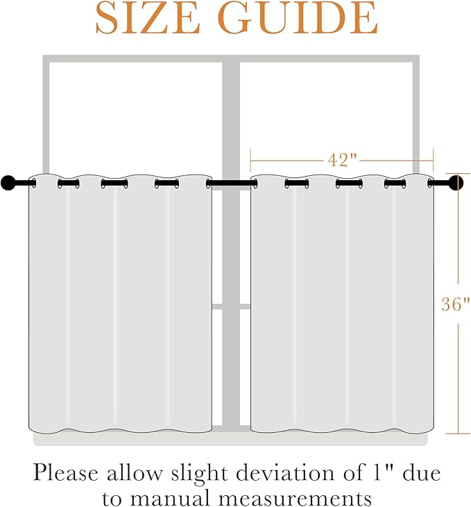 PONY DANCE Blackout Curtains for RV Camper Windows, Privacy Thermal Insulated Mini Curtains & Drapes for Bedroom Bathroom Kitchen Door Window Farmhouse Cover(2 Panels, W 42 x L 36 inches, Light Taupe)