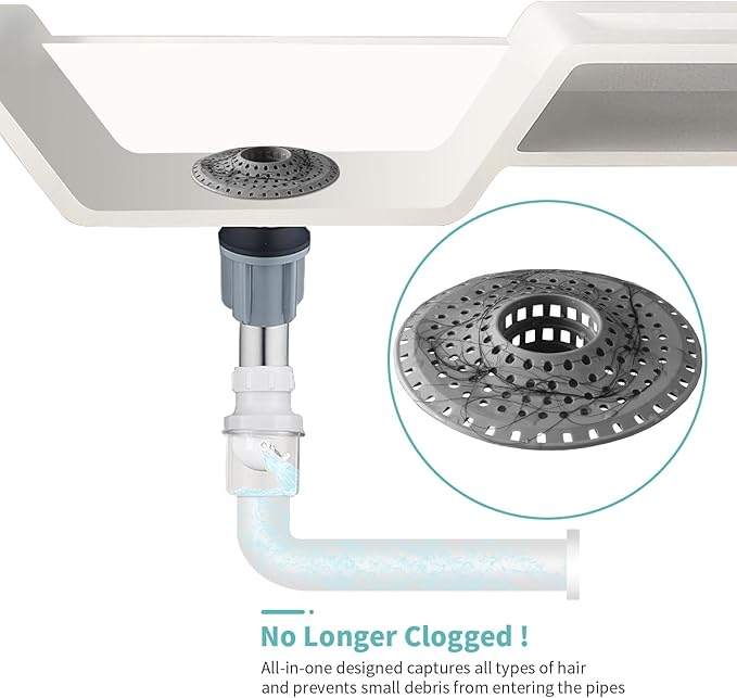 Bathtub Drain Hair Catcher,Silicone Tub Hair Catcher Drain Protector,All-in-one Shower Hair Drain Catcher Strainer for 1.48'' to 1.76'' Regular Drains, 3PCS
