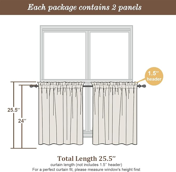 Chyhomenyc Sheer Tier Curtains 24 Inch Length, Small Cute Window Curtains Treatment for Bathroom Living Room Cafe Basement, Short Voile Curtain Tiers 42in x 24in, Rod Pocket, 2 PCS,Burgundy