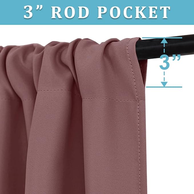RYB HOME Living Room Curtains Blackout - Light Block Energy Efficiency Small Window Treatment Drapes for Kitchen Dining Baby Nursery Farmhouse Decor, W 42 x L 84 inch, Dusty Rose, 2 Panels