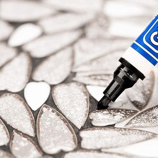 Grout Pen Ivory Tile Paint Marker: Waterproof Grout Paint, Tile Grout Colorant and Sealer Pen - Narrow 5mm, 2 Pack with Extra Tips (7mL) - Ivory