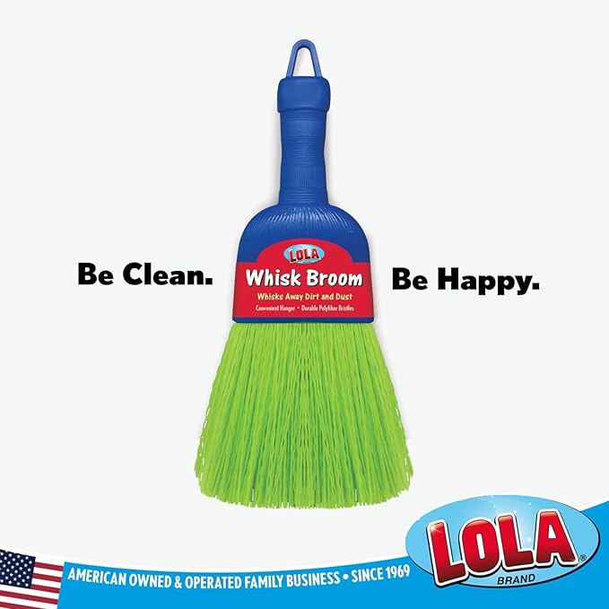 LOLA Whisk Broom, Hand Brush, 2 Pack, Durable Bristles, Whisks Away Dirt & Debris, Compact, Hang Hole for Easy Storage, Indoor/Outdoor