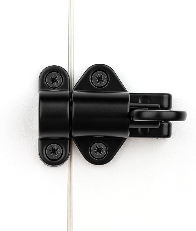 7 Packs Self-Closing Latches，Black Spring Door Lock，Resilient Bolt Latch Aluminum Alloy Safety Automatic Spring Barrel Slide Door Lock with Screws,Used for Gate,Window and Cabinet etc