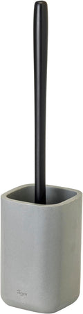 Vigar Zense Toilet Brush and Holder Set, Toilet Bowl Brush with Polyresin Stone Holder, Bathroom Sets for Bathroom Decor and Accessories, Concrete