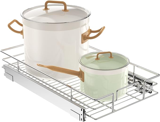 LOVMOR Pull Out Cabinet Organizer 10½"W x 21½"D, Kitchen Cabinet Pull Out Shelves Slide Out Storage…