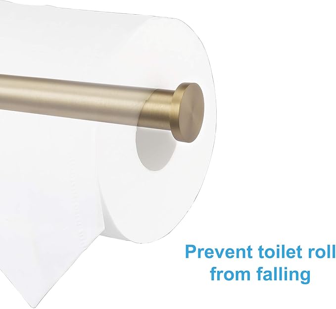 TASTOS Toilet Paper Holder SUS304 Stainless Steel Round Size Brushed Gold 2 Pack