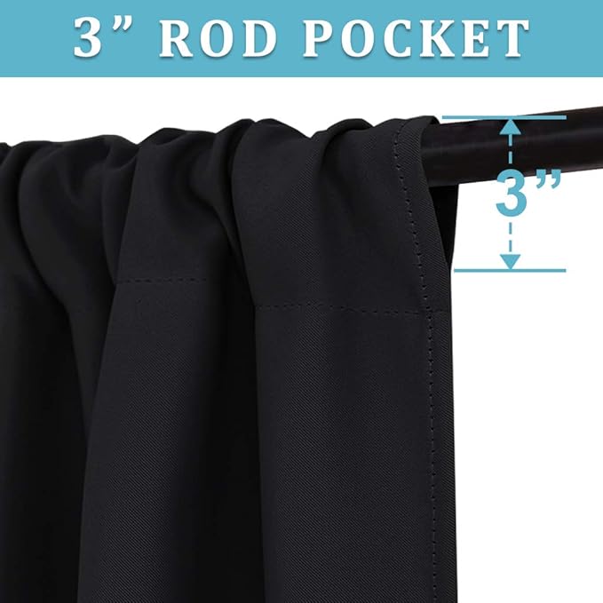 RYB HOME Small Window Curtains Blackout - Privacy Energy Saving Insulating Curtains Blinds for Bedroom Bathroom Basement Kids Nursery Kitchen, W 34 x L 48 inches, Black, 2 Panels