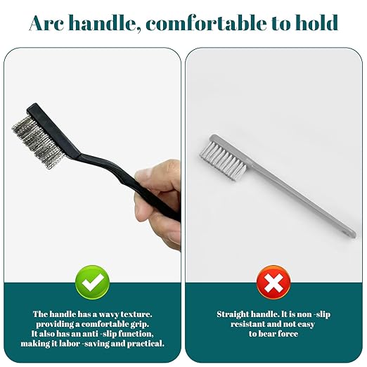 24 Pcs Mini Stainless Steel Wire Brush Set, Wire Scratch Brush with Curved Handle, Cleaning Weld Slag and Rust