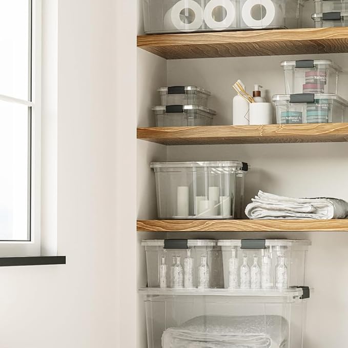 Superio Storage Bins with Lids, Clear Plastic Containers for Organizing, Stackable Totes, BPA Free, Odor Free, Organizer Boxes for Home, and Dorm (2 Pack, 36 Qt)