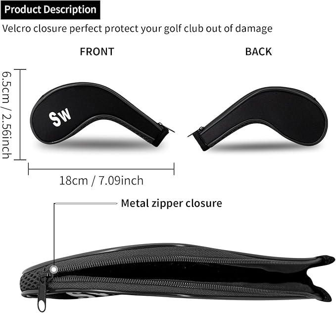 Golf 12pcs Thick Synthetic Golf Iron Head Covers Set Headcover Fit All Brands Callaway Ping Taylormade Cobra Etc. Also Custom Name