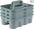 4 Packs Plastic Cleaning Caddy, 2 Compartment Cleaning Tool Caddy with Handle, Grey