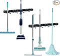 Broom and Mop Holder Wall Mount - 5 Slots and 4 Hooks Stainless Steel Mop and Garden Tool Storage Rack for Bathroom, Kitchen, Garage, Outdoor （2Pcs