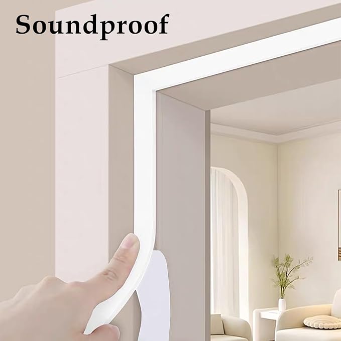 Weather Stripping Door Seal White,2Inch Wide X 1/4 Inch Thick,Air Conditioner Window Seal,Self Adhesive Foam Tape High Density Foam Sealing Strip,Soundproof Foam Tape Roll,Total 16.4 Feet Long