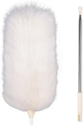 Extendable Lambswool Duster 29-110 Inch,Anti-Static Flexible Head, Stainless Steel Pole for Cleaning High Ceiling,Fan,Furniture,Roof Dusting